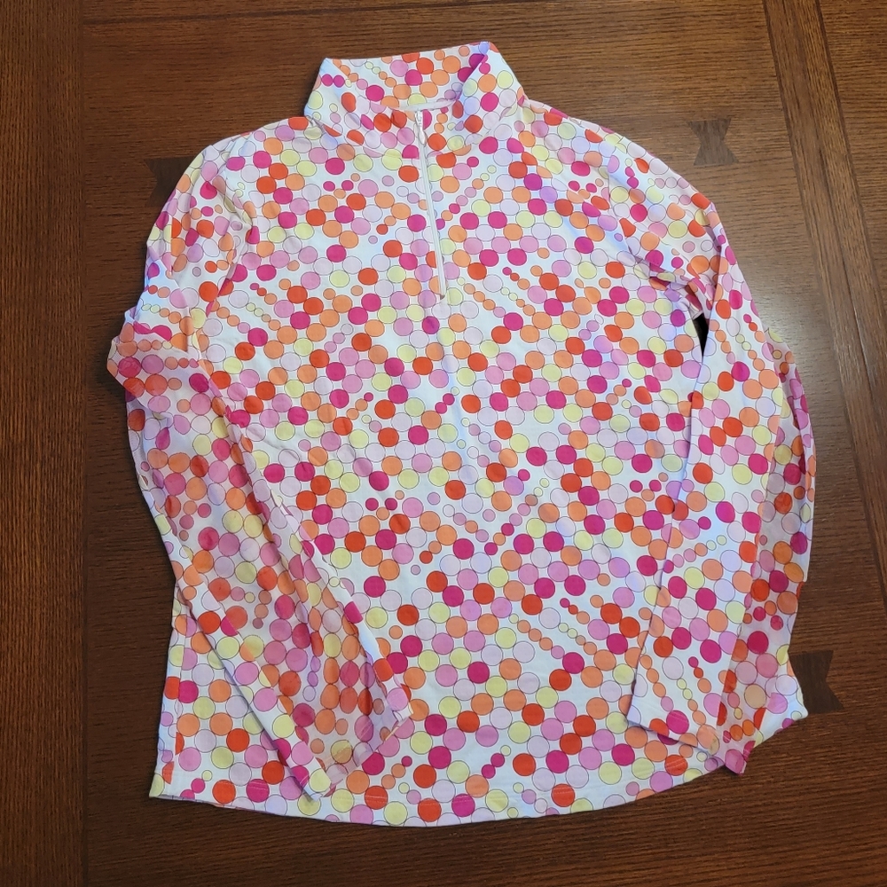 Ibkul Dotti Print Gold 3/4 Zip Pullover Large